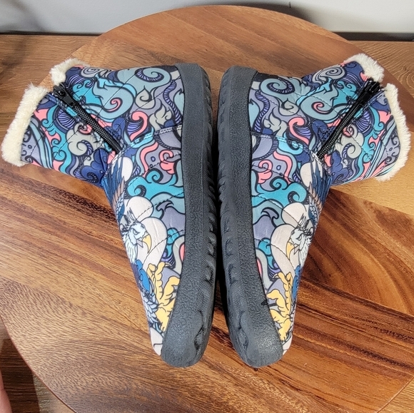 Raad Shop Colorful Japanese Eagle Tattoo Winter Zip Boots Size 7 - Picture 10 of 15